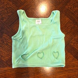 Zara Green Camisole with Heart Cutouts Sz 9-10